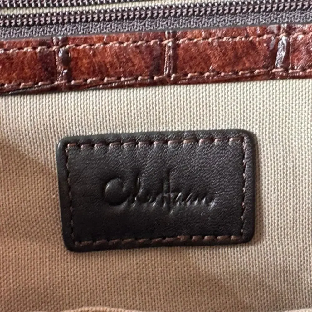 Cole Haan Clutch Elena Flap Leather Crocodile Print